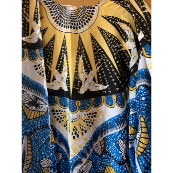 Blue and Yellow Kimono #sunburst #mushrooms #birds - Picture 3 of 5